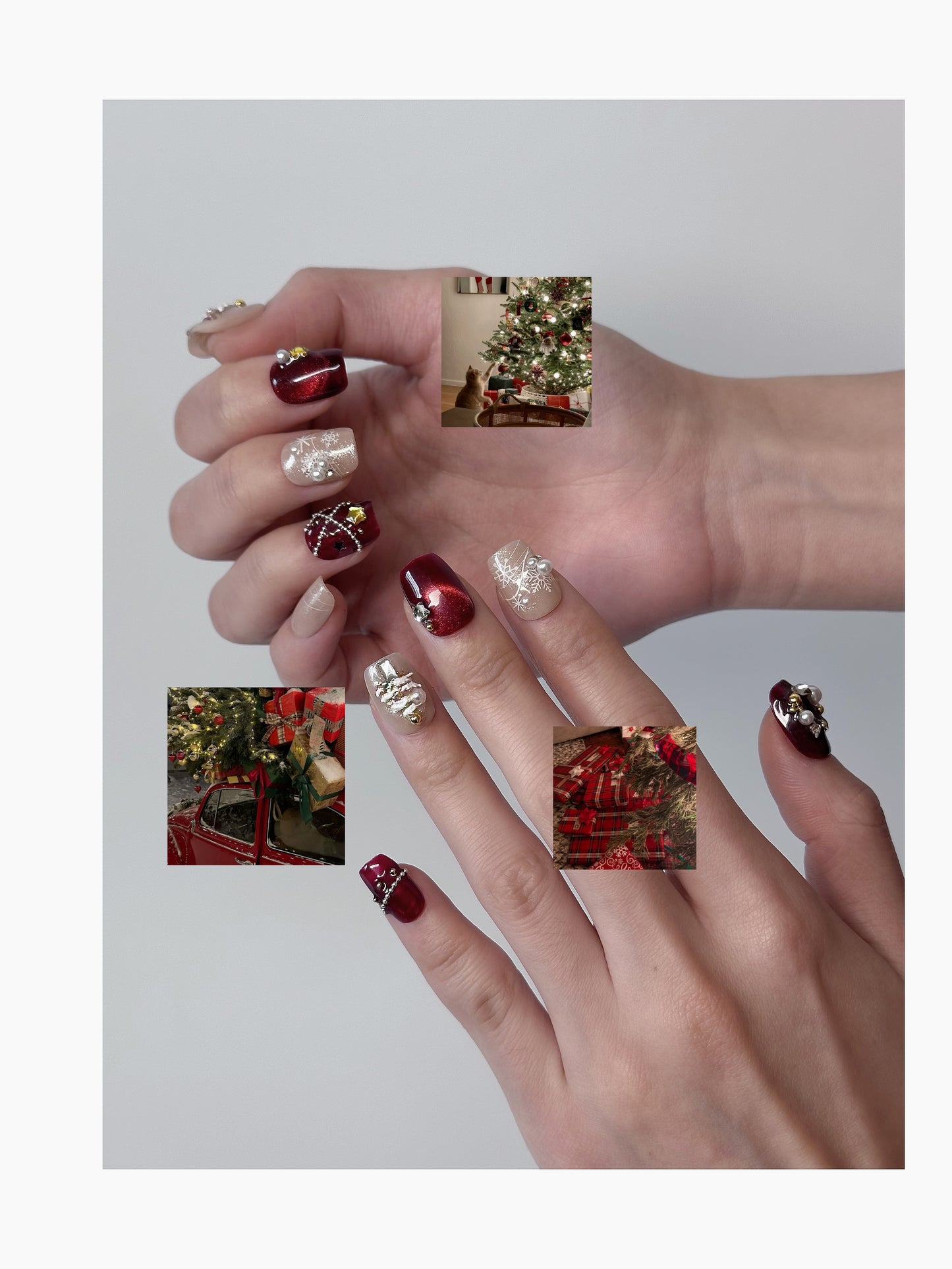 Christmas Sparkle Nails – Red and Gold Festive Press-On Nails - Anny Glow