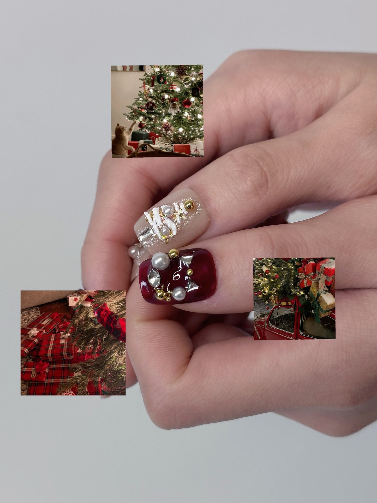 Christmas Sparkle Nails – Red and Gold Festive Press-On Nails - Anny Glow