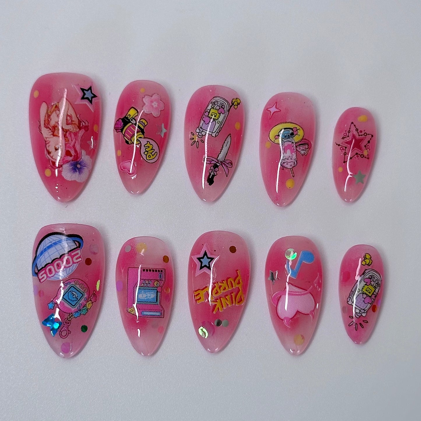 Barbiecore Pink Nail Art – Vibrant Pink 90s-Inspired Press-On Nails - Anny Glow