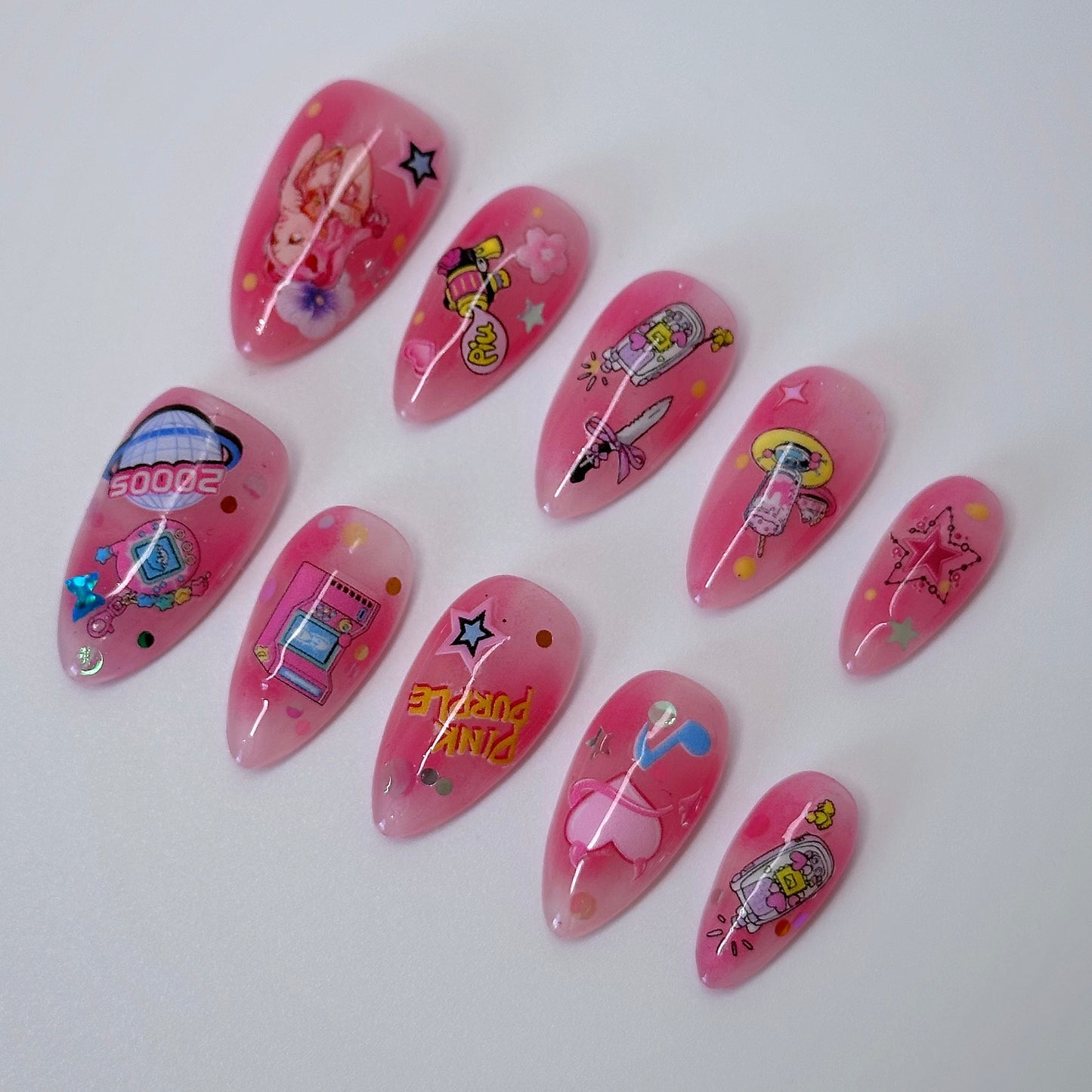 Barbiecore Pink Nail Art – Vibrant Pink 90s-Inspired Press-On Nails - Anny Glow