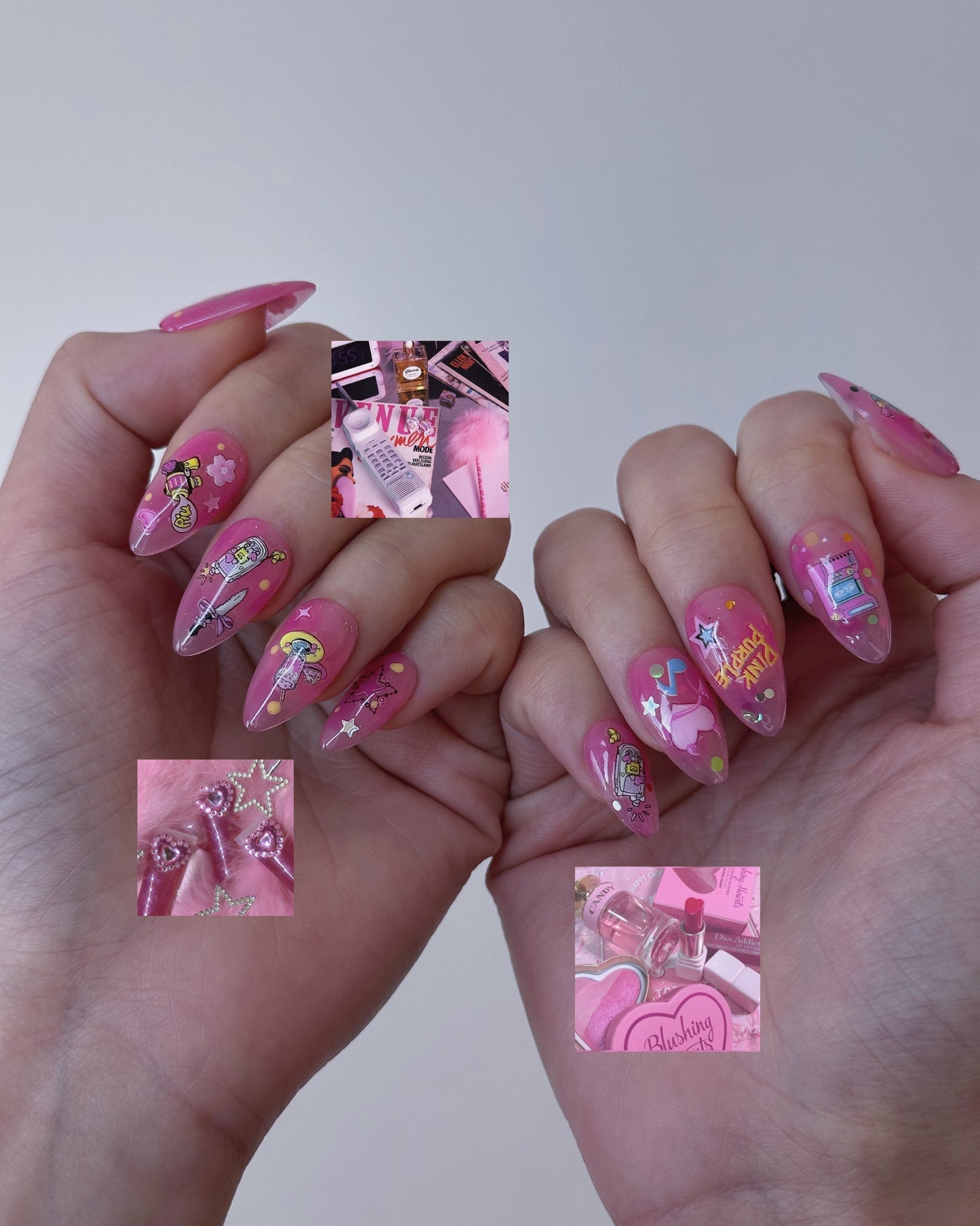 Barbiecore Pink Nail Art – Vibrant Pink 90s-Inspired Press-On Nails - Anny Glow