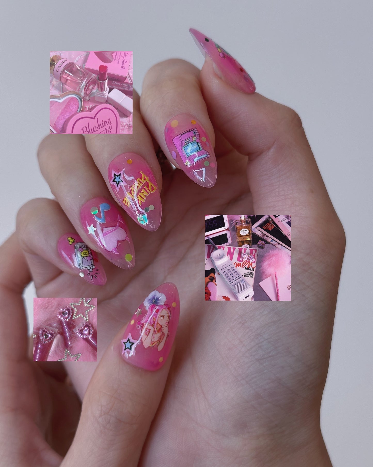 Barbiecore Pink Nail Art – Vibrant Pink 90s-Inspired Press-On Nails - Anny Glow