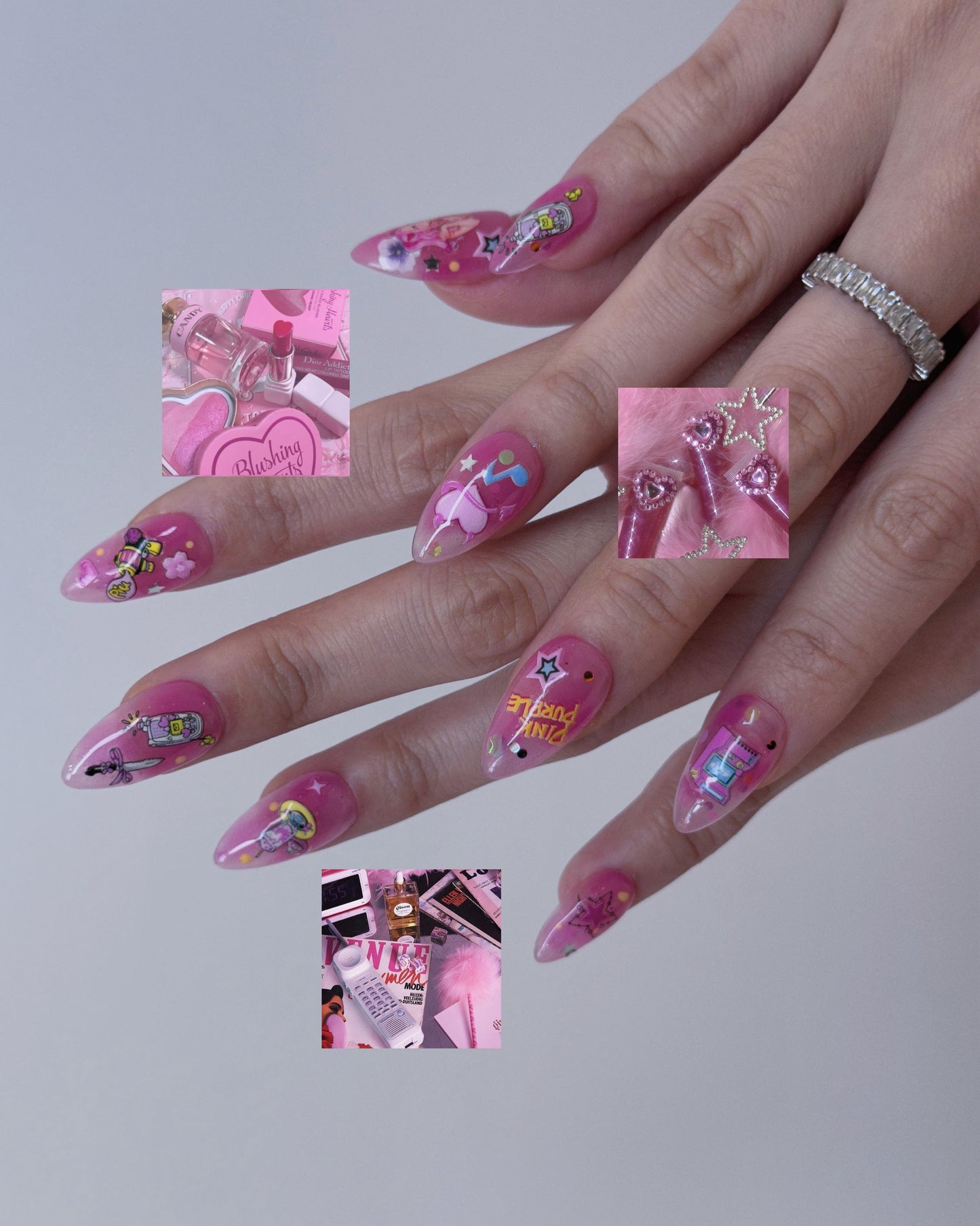 Barbiecore Pink Nail Art – Vibrant Pink 90s-Inspired Press-On Nails - Anny Glow