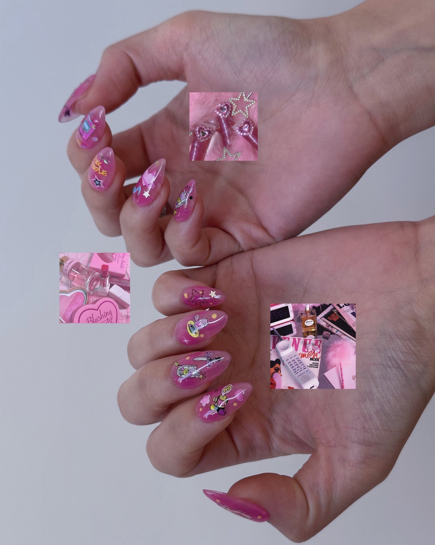 Barbiecore Pink Nail Art – Vibrant Pink 90s-Inspired Press-On Nails - Anny Glow