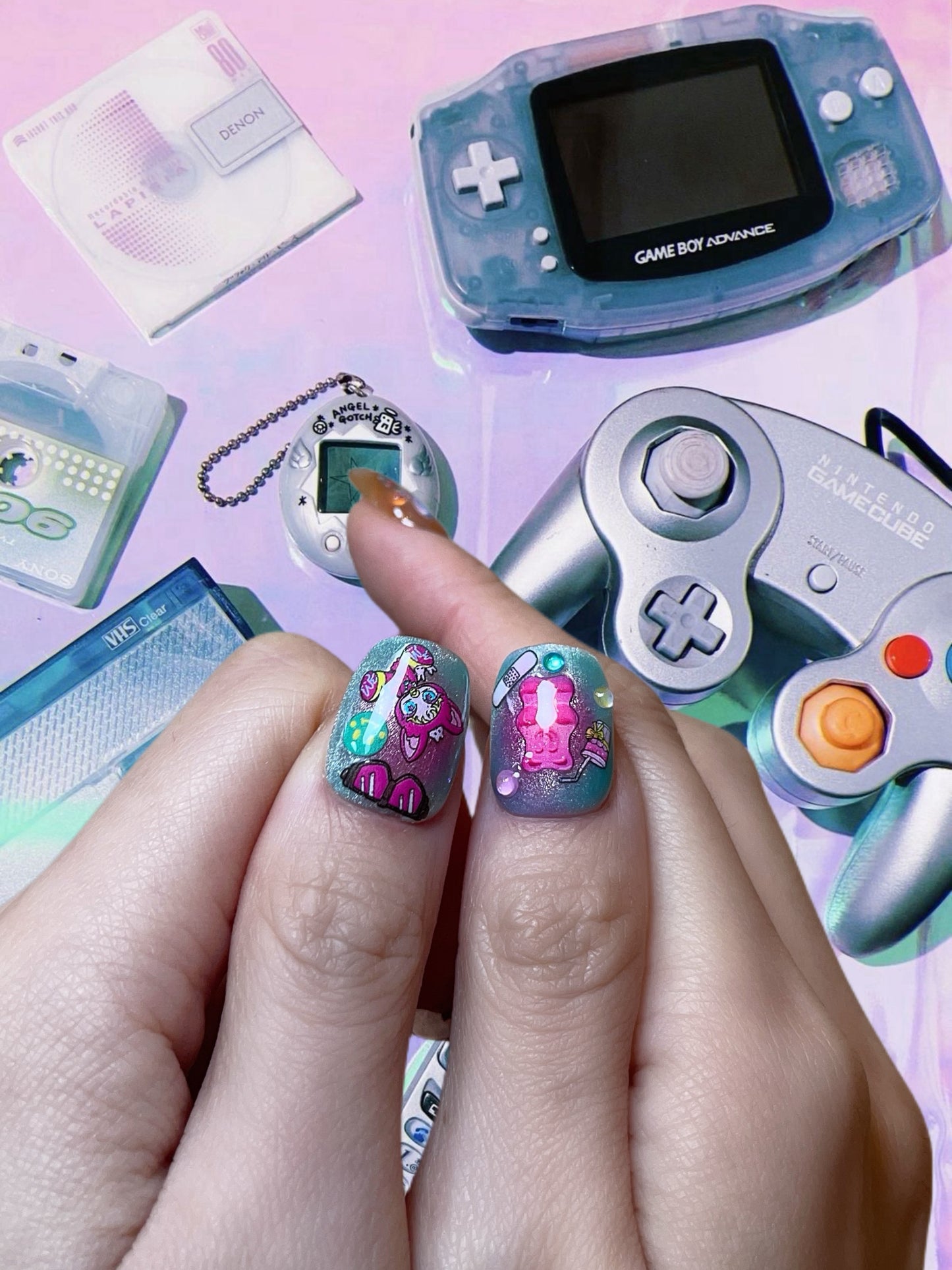 Retro Tech Nostalgia Nails – 90s & 00s Inspired Press On Nails - Anny Glow